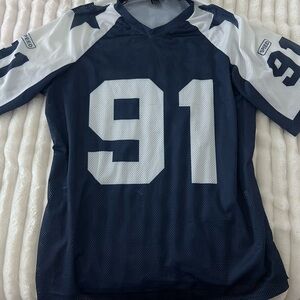 Navy and White Sports Jersey with Number 91
